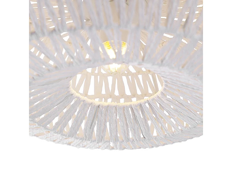 Plafonnier rétro corde blanche rond - Lina
