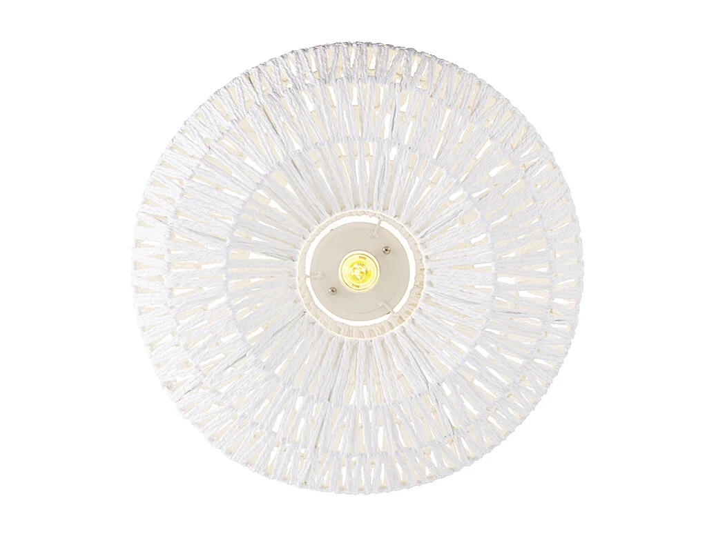 Plafonnier rétro corde blanche rond - Lina