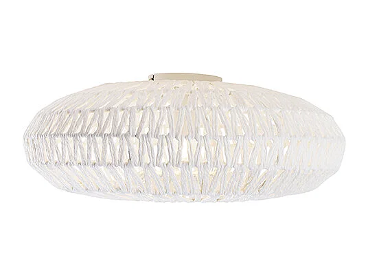 Plafonnier rétro corde blanche rond - Lina