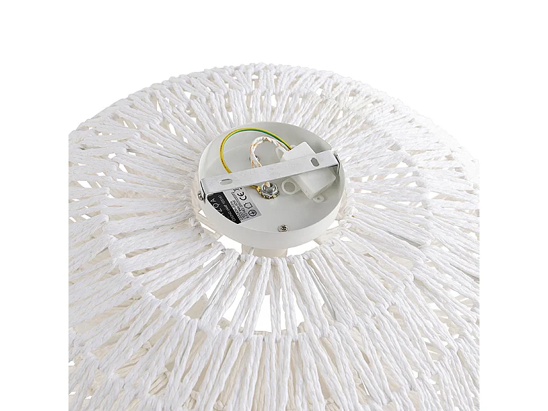 Plafonnier rétro corde blanche rond - Lina
