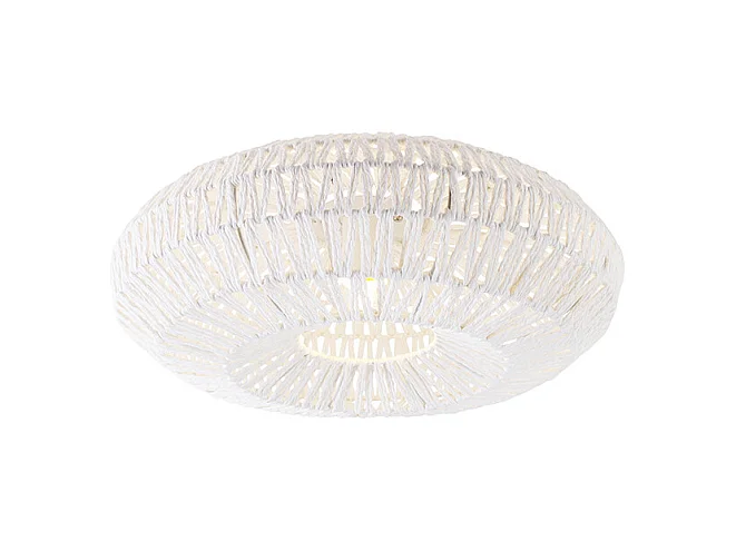 Plafonnier rétro corde blanche rond - Lina