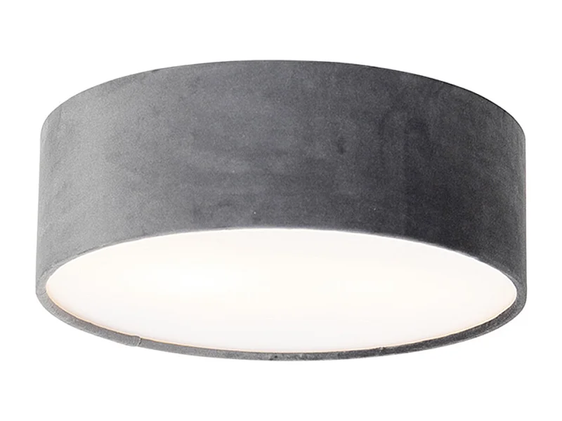 Plafonnier moderne gris 30 cm avec intérieur doré - Drum