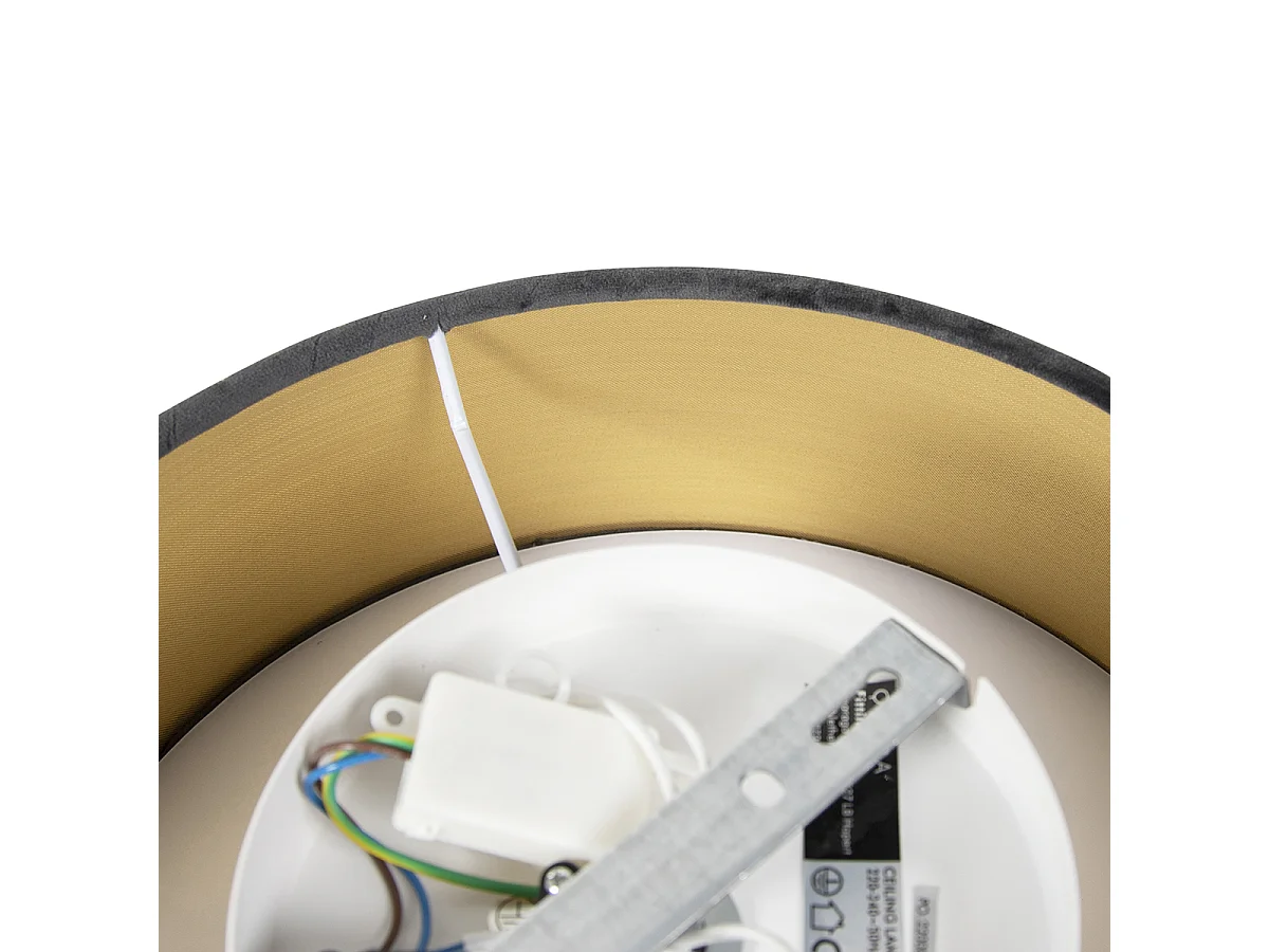 Plafonnier gris 30 cm intérieur doré - Drum