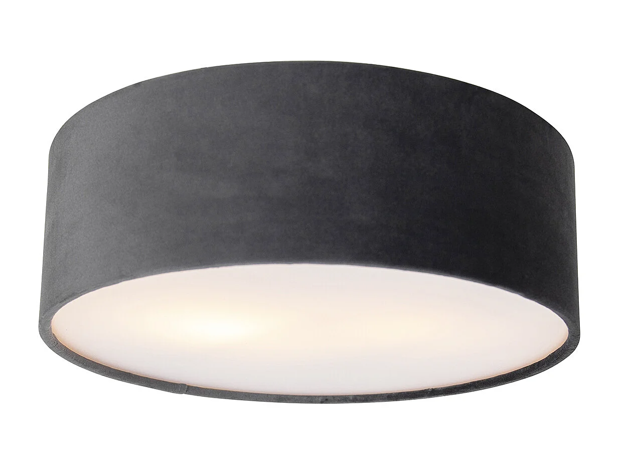 Plafonnier moderne gris 30 cm avec intérieur doré - Drum