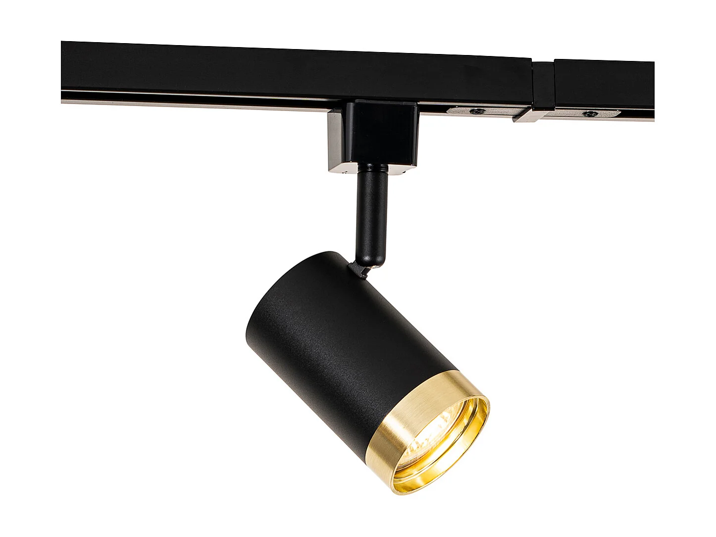 Système sur rail monophasé avec 5 spots noirs avec anneau doré - Jeana