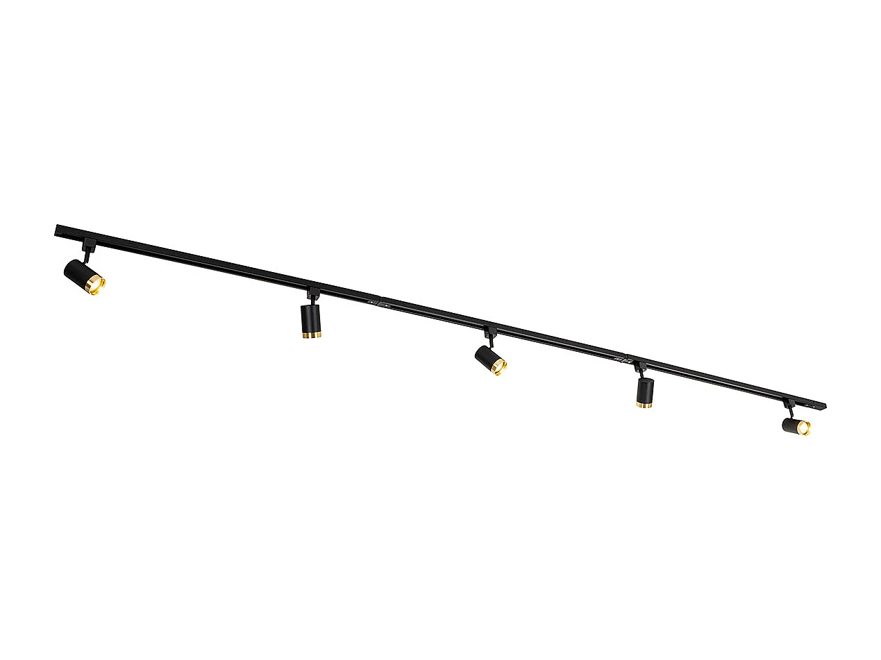 Système d'éclairage sur rail moderne avec 5 spots noir et or 1 phase - Iconic Jeana