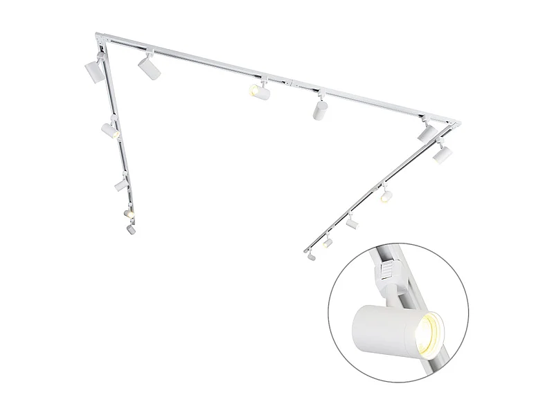 Système sur rail moderne monophasé avec 14 spots blancs - Jeana