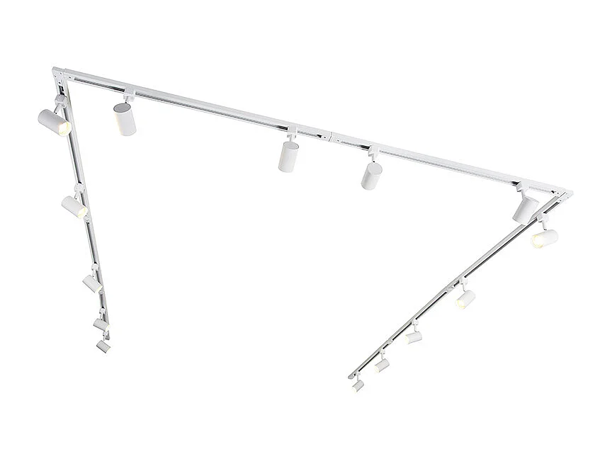 Système sur rail moderne monophasé avec 14 spots blancs - Jeana