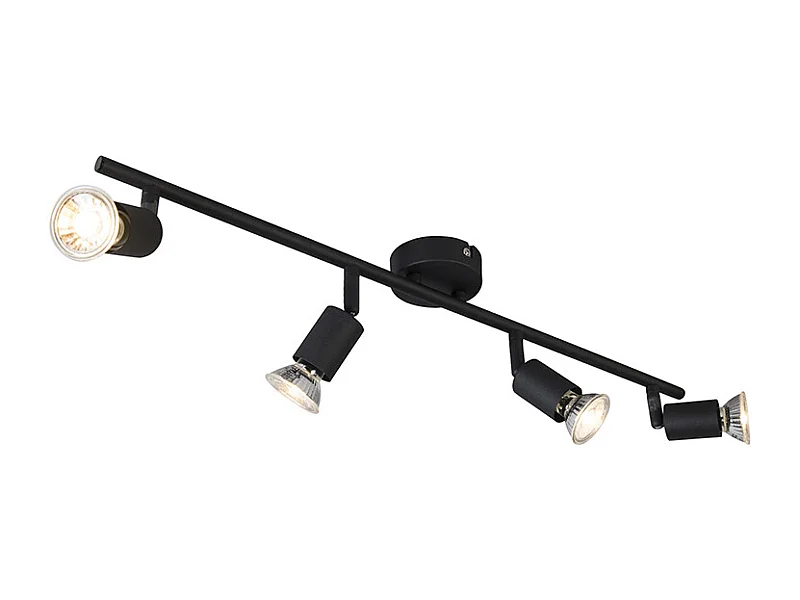 Spot industriel noir inclinable 4 lumières - Jeany