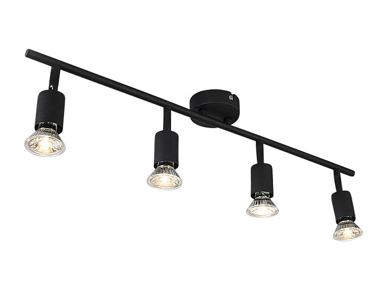 Spot industriel noir inclinable 4 lumières - Jeany