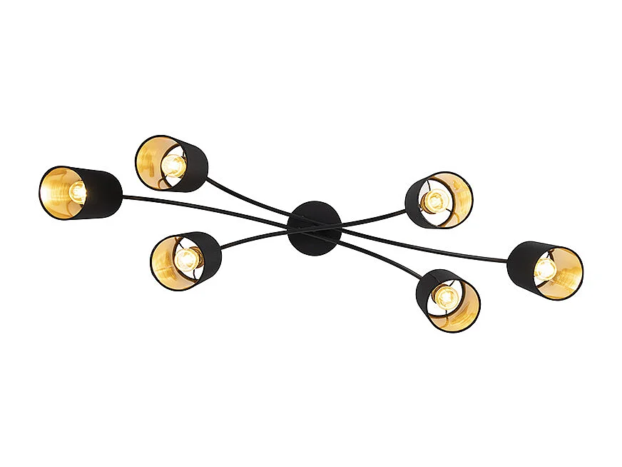 Plafonnier moderne noir 6 lumières - Lofty