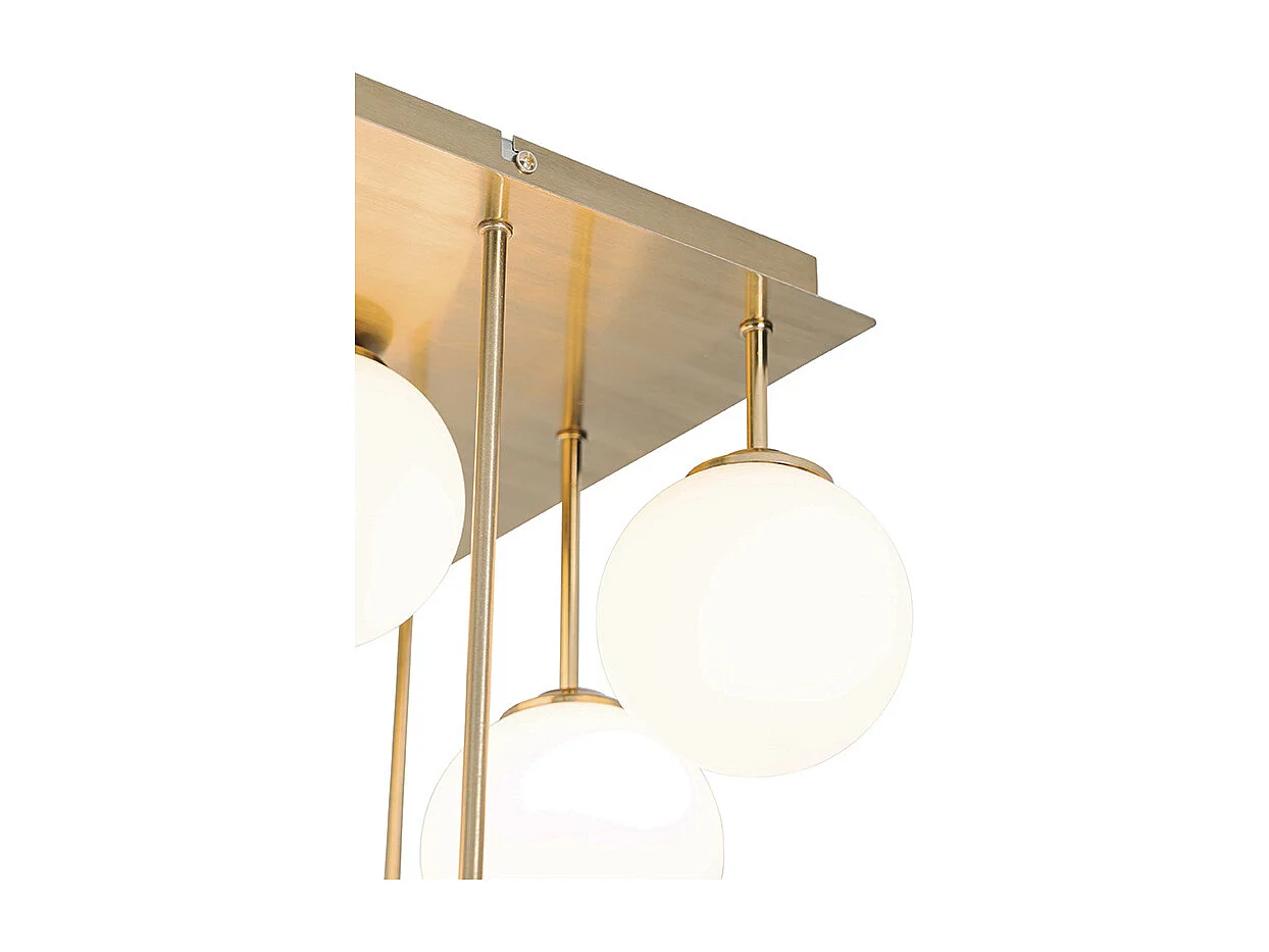 Plafonnier moderne doré avec verre opale 9 lumières - Athènes