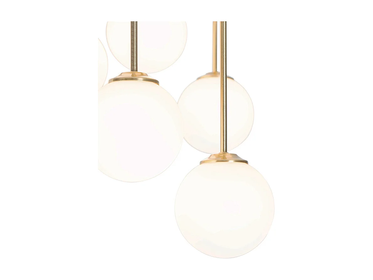 Plafonnier moderne doré avec verre opale 9 lumières - Athènes