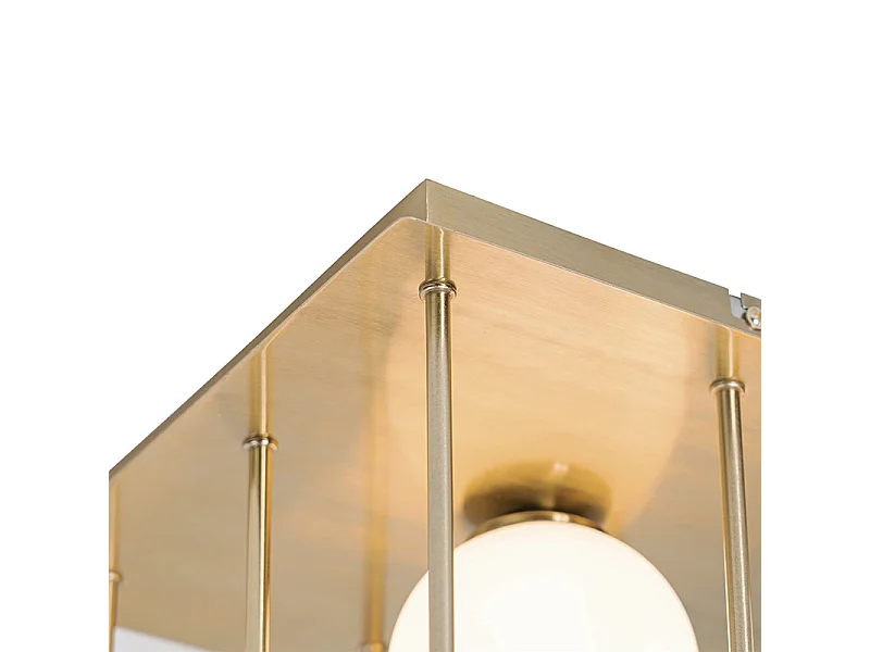 Plafonnier moderne doré avec verre opale 9 lumières - Athènes