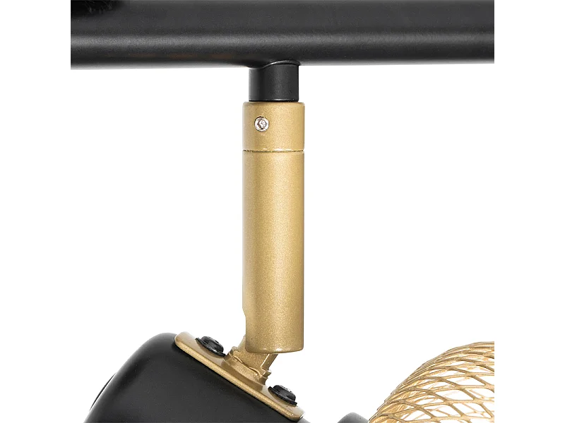 Spot industriel noir avec 4 lumières dorées - Bliss Mesh