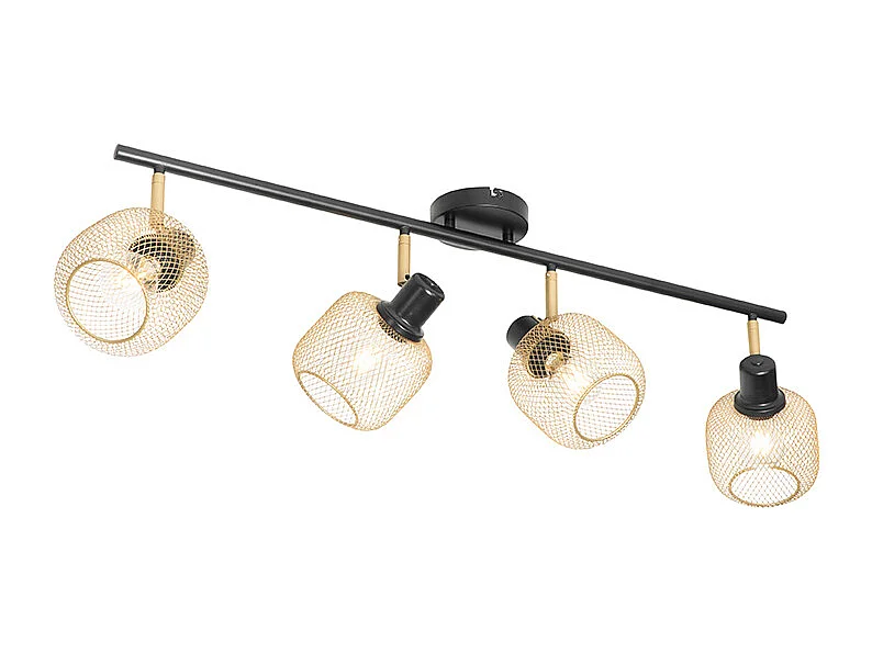 Spot industriel noir avec or 4 lumières - Bliss Mesh