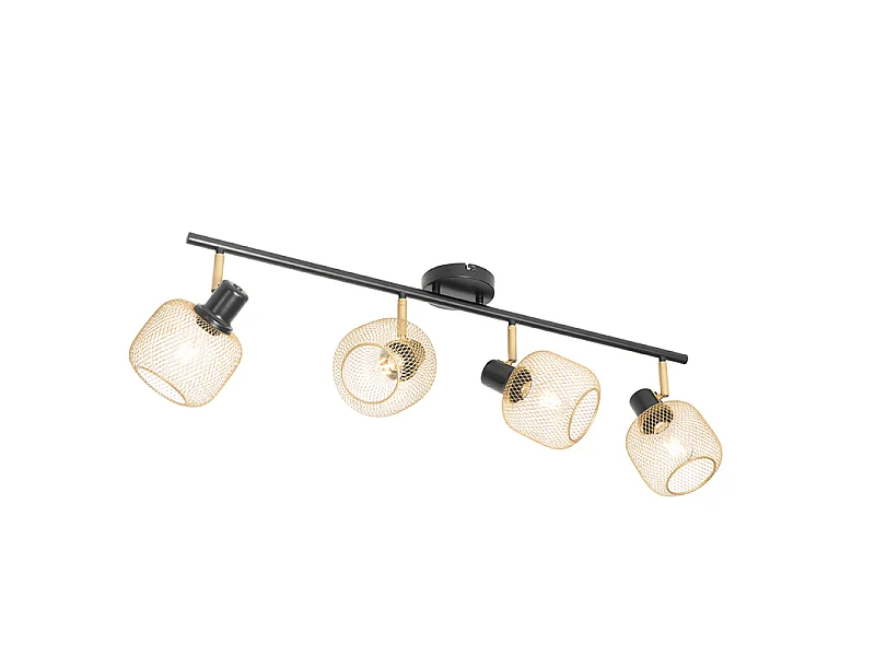 Spot industriel noir avec or 4 lumières - Bliss Mesh
