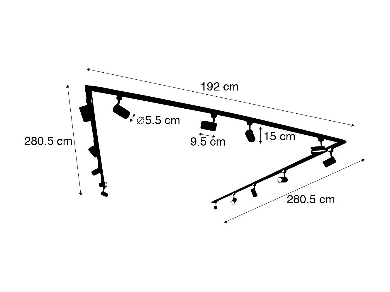 Système sur rail moderne monophasé avec 14 spots noirs - Jeana