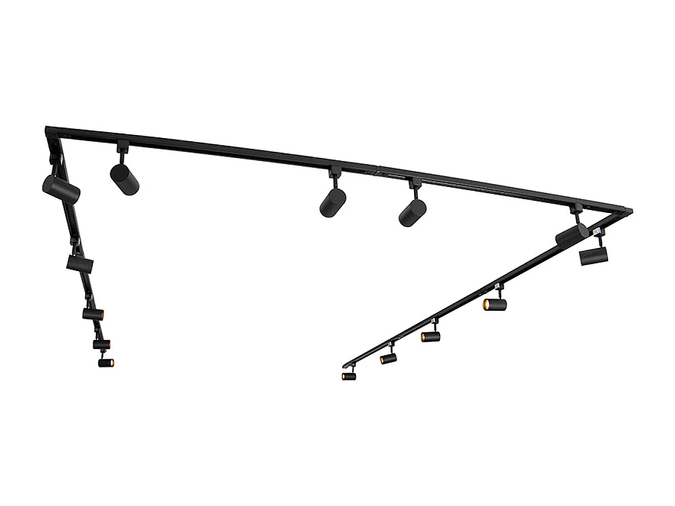 Système sur rail moderne monophasé avec 14 spots noirs - Jeana