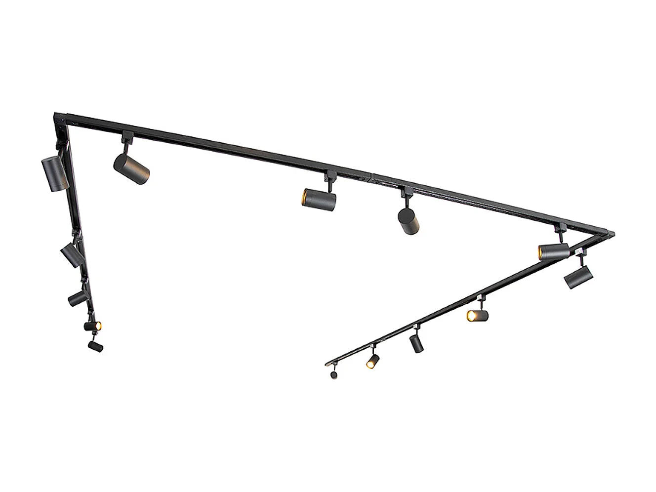 Système sur rail moderne monophasé avec 14 spots noirs - Jeana