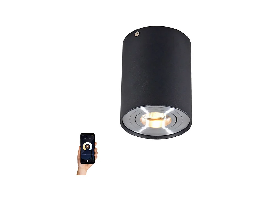Spot intelligent en saillie noir avec acier avec WiFi GU10 - Rondoo up