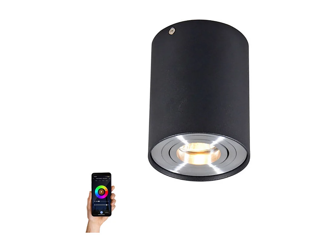 Spot noir apparent intelligent avec acier avec WiFi GU10 - Rondoo Up