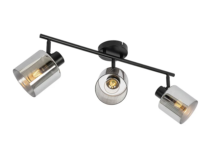 Spot de plafond noir avec verre fumé 3 lumières orientable - Laura