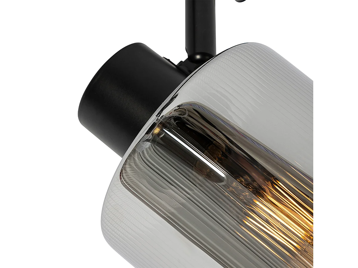 Spot de plafond noir avec verre fumé 3 lumières orientable - Laura