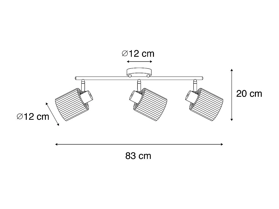 Spot de plafond noir avec verre fumé 3 lumières orientable - Laura