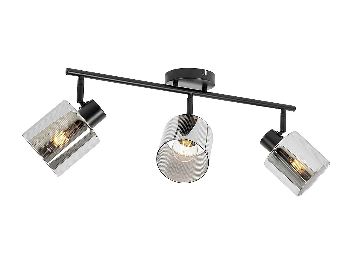 Spot de plafond noir avec verre fumé 3 lumières orientable - Laura
