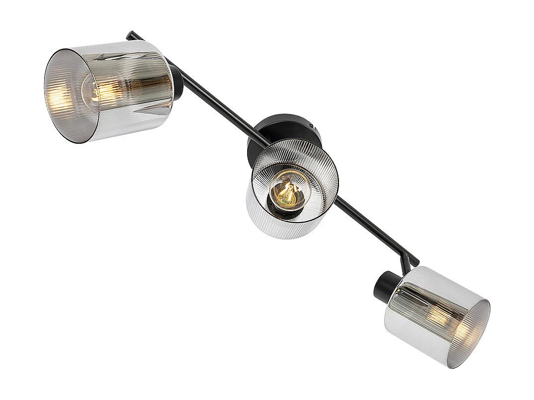 Spot de plafond noir avec verre fumé 3 lumières orientable - Laura