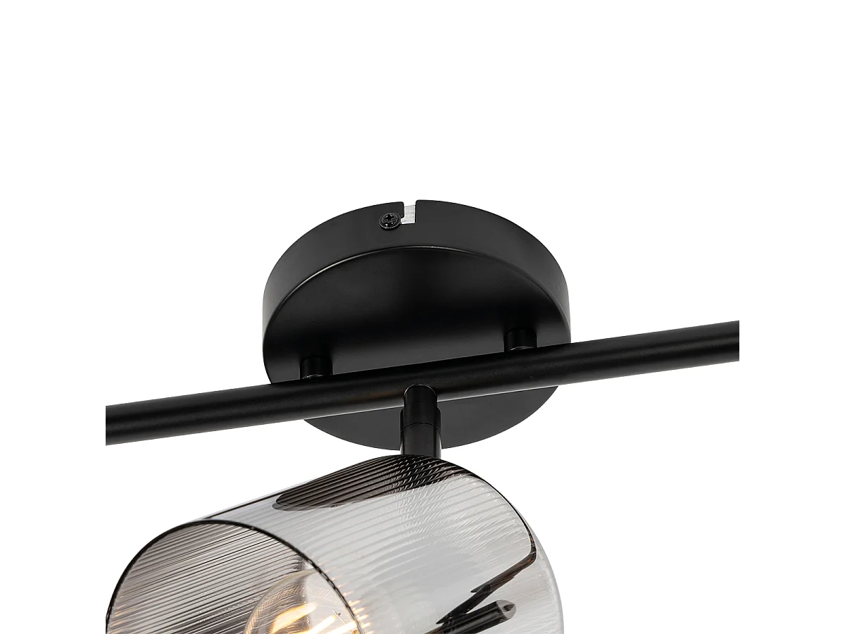 Spot de plafond noir avec verre fumé 3 lumières orientable - Laura