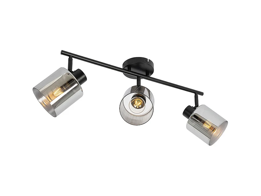 Spot de plafond noir avec verre fumé 3 lumières orientable - Laura