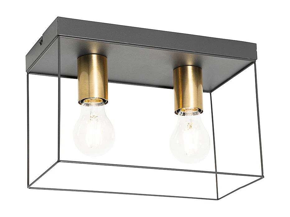 Plafonnier minimaliste noir avec or 2 lumières - Kodi