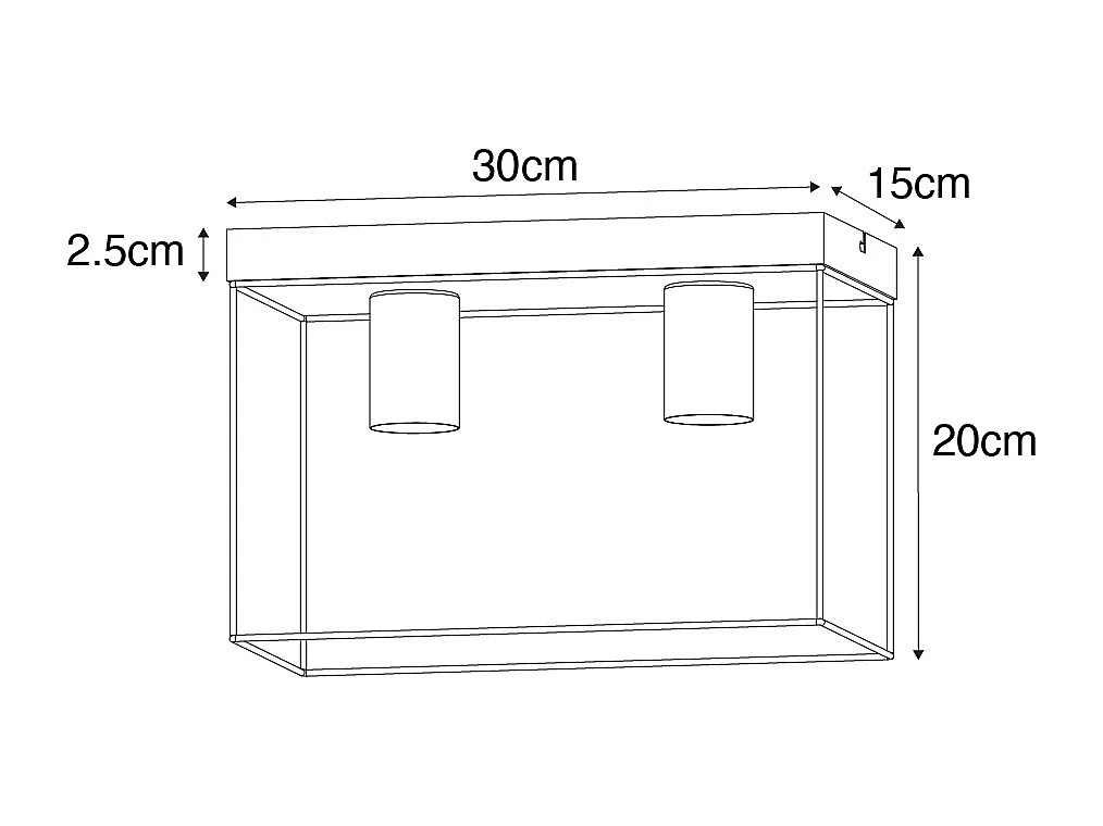 Plafonnier minimaliste noir avec or 2 lumières - Kodi