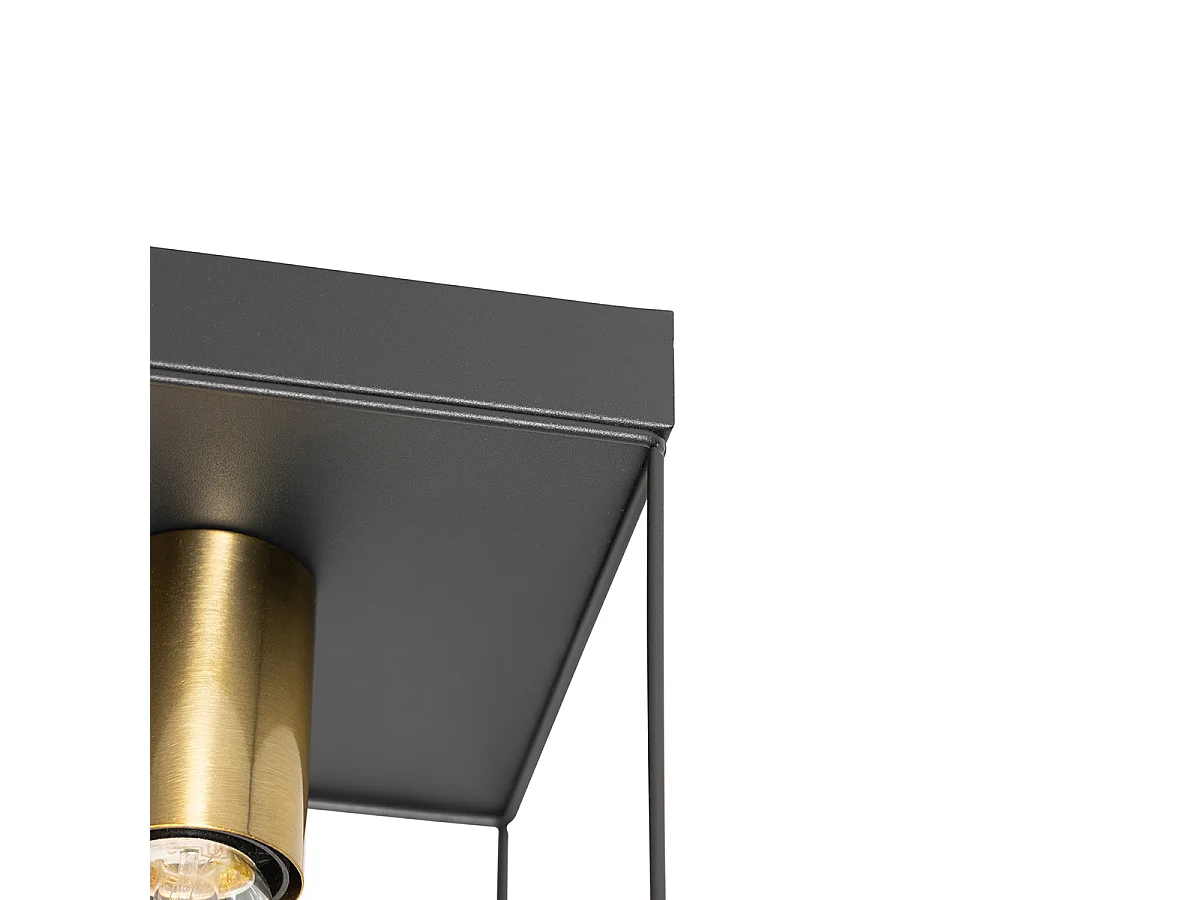 Plafonnier minimaliste noir avec or 2 lumières - Kodi