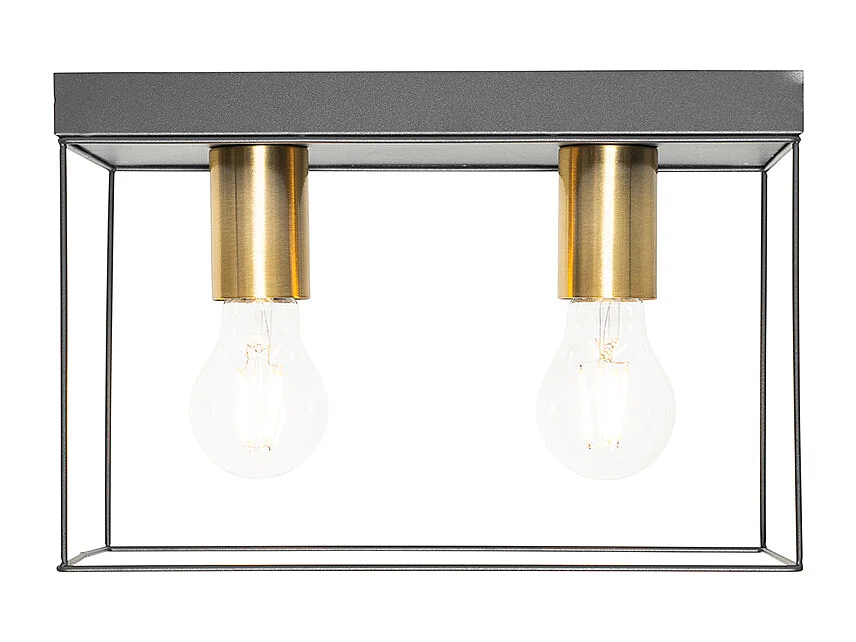 Plafonnier minimaliste noir avec or 2 lumières - Kodi