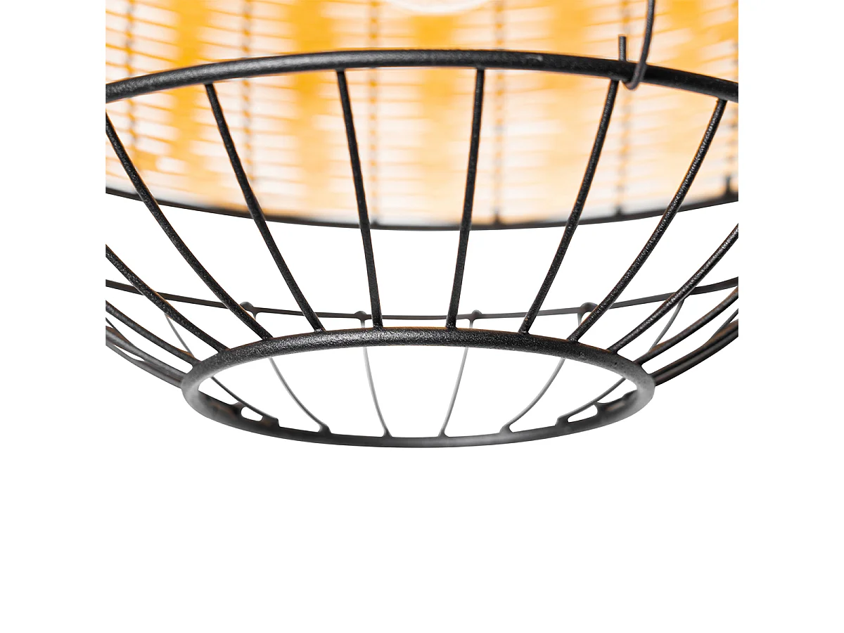 Plafonnier oriental noir avec rotin 25 cm - Emir