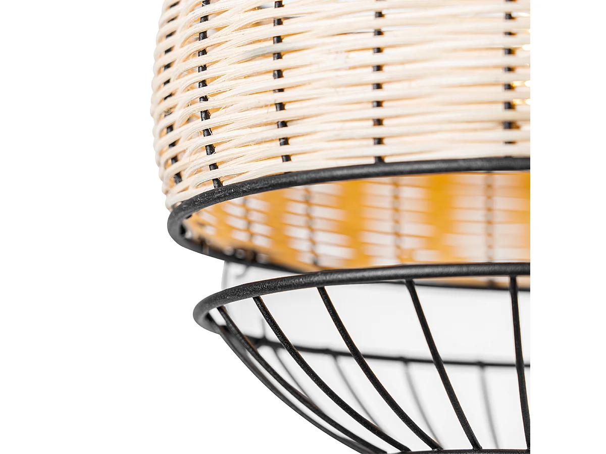 Plafonnier oriental noir avec rotin 25 cm - Emir
