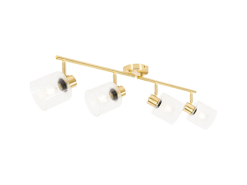 Spot de plafond doré avec verre 4 lumières orientable - Laura