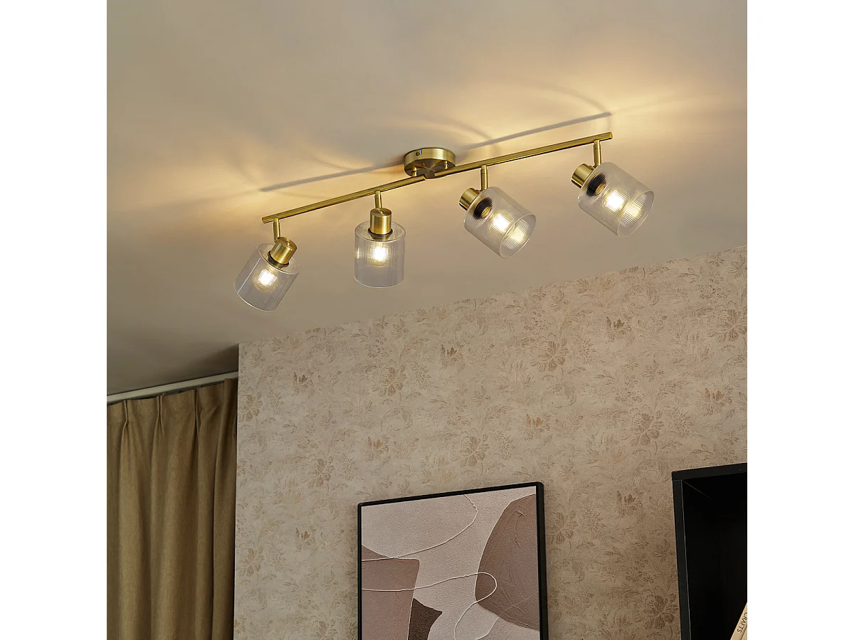 Spot de plafond doré avec verre 4 lumières orientables - Laura