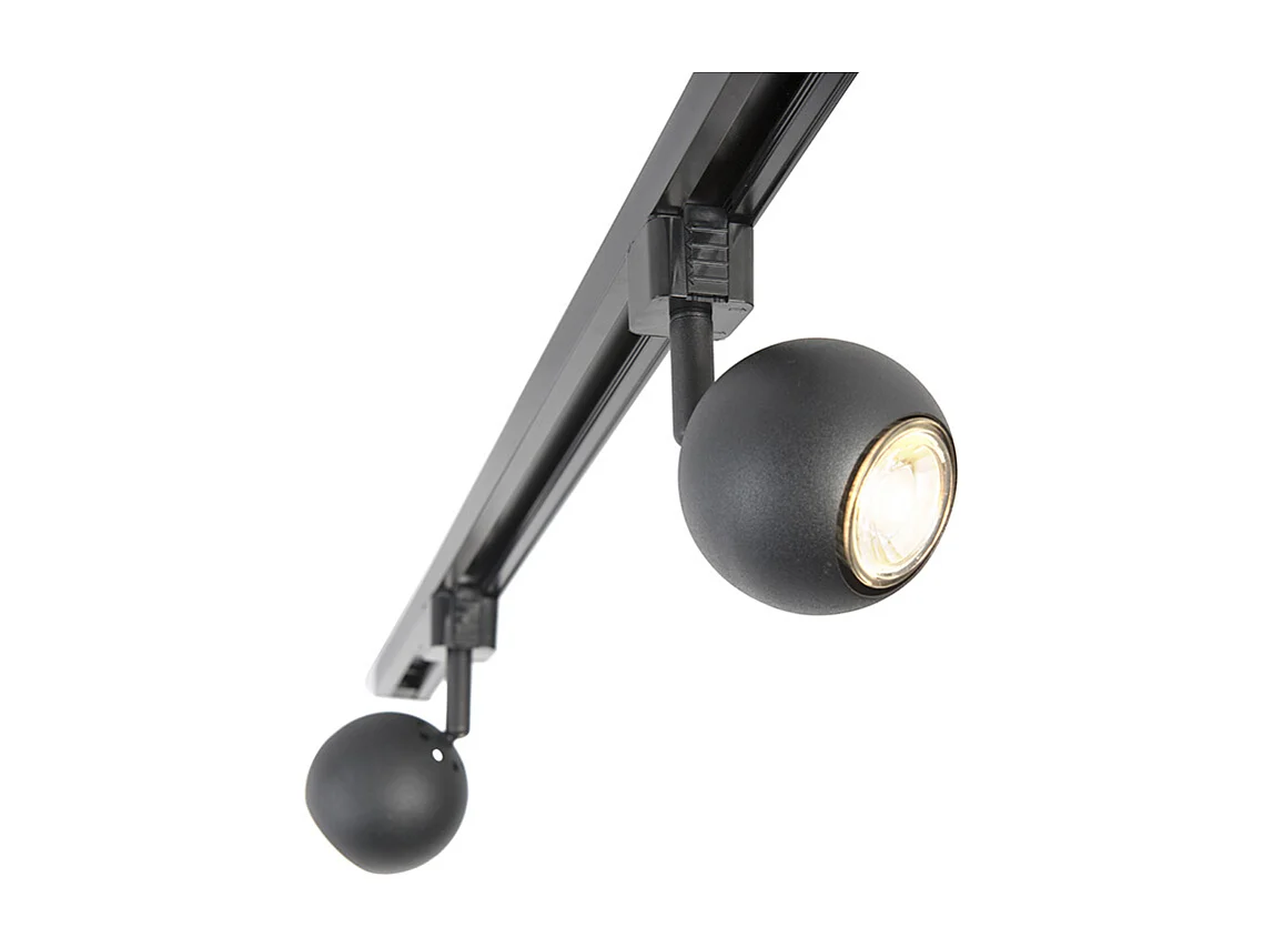 Système sur rail moderne noir 5 lumières monophasé - Gissi