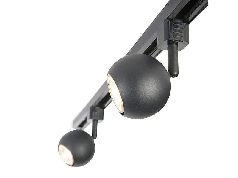 Système sur rail moderne noir 5 lumières monophasé - Gissi