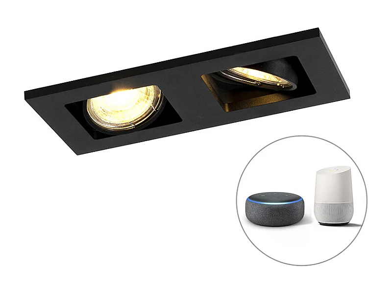 Spot encastrable intelligent moderne noir incluant 2 Wifi GU10 - Qure