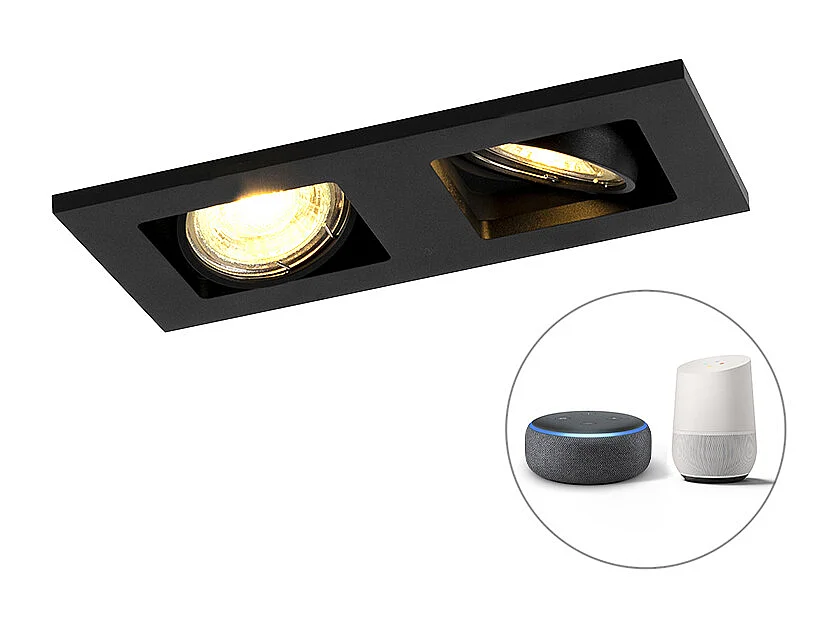 Spot encastrable intelligent moderne noir incluant 2 Wifi GU10 - Qure