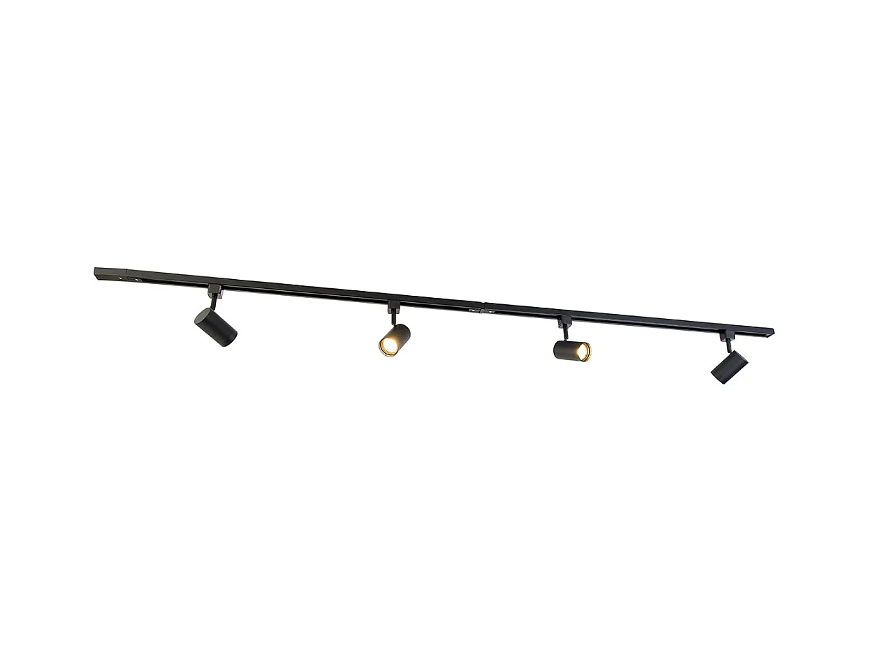 Système sur rail moderne monophasé avec 4 spots noirs - Jeana