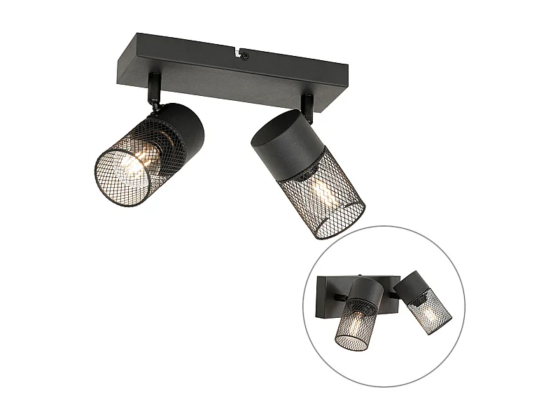 Spot industriel noir 2 lumières orientable - Jim