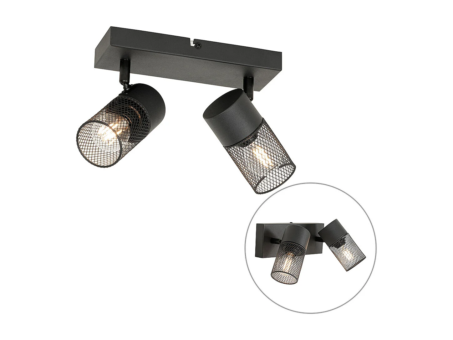 Spot industriel noir 2 lumières orientable - Jim