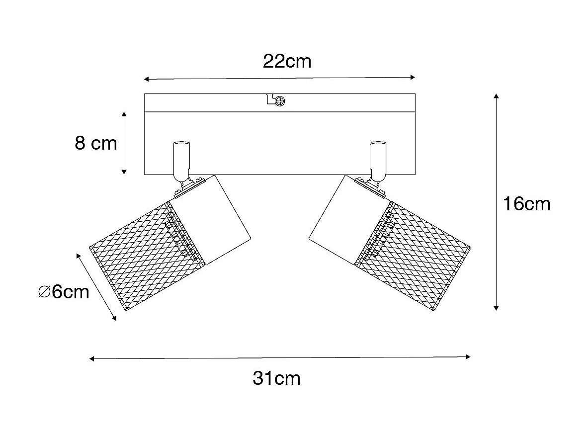 Spot industriel noir 2 lumières orientable - Jim