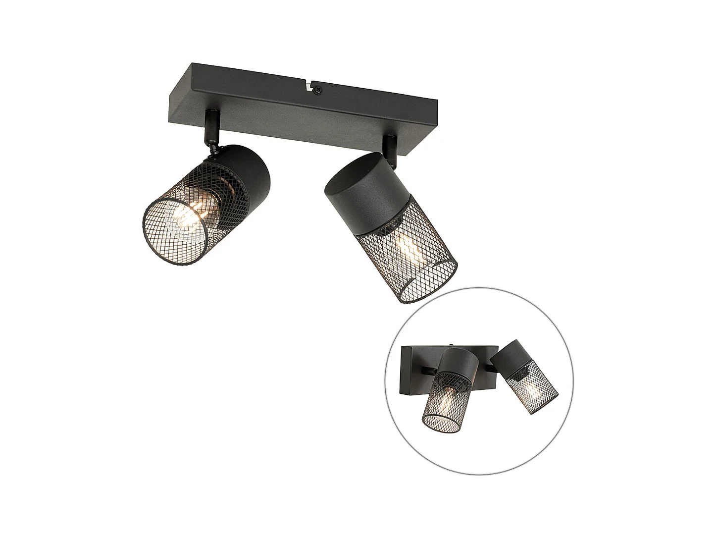 Spot industriel noir 2 lumières orientable - Jim
